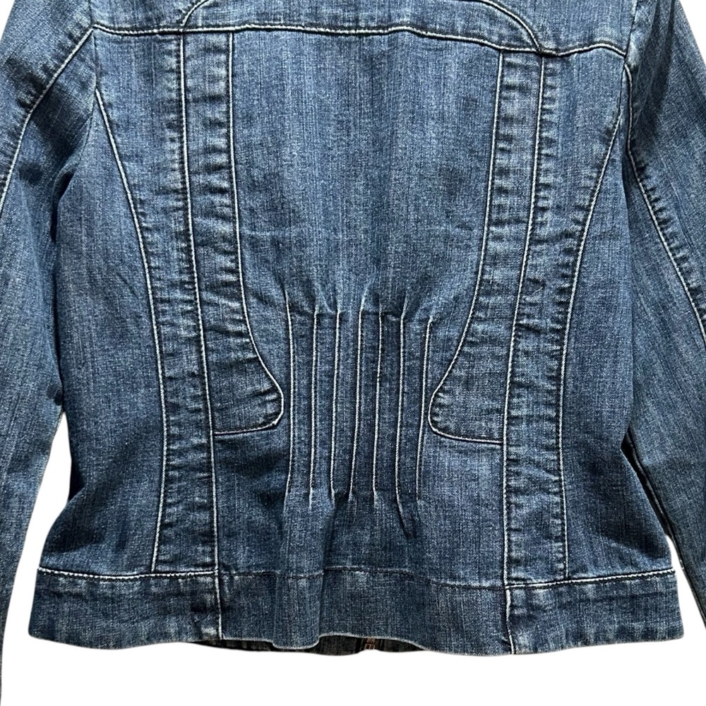 Christiana Zinn Blue Denim Zippered Jacket w/ Ruffles & Pin Tucks - Size PM - Picture 11 of 12